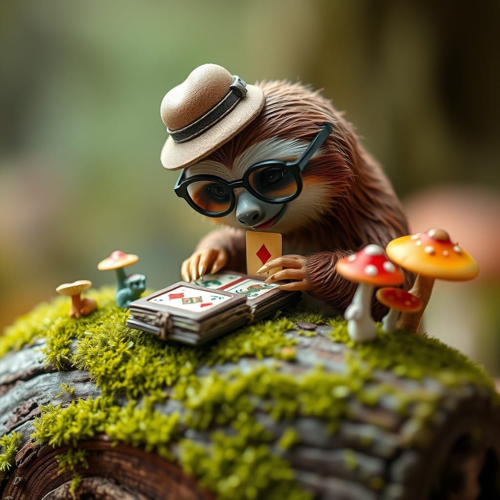 Whimsical Sloth Crafts Card Game in Pop-Up Book Style