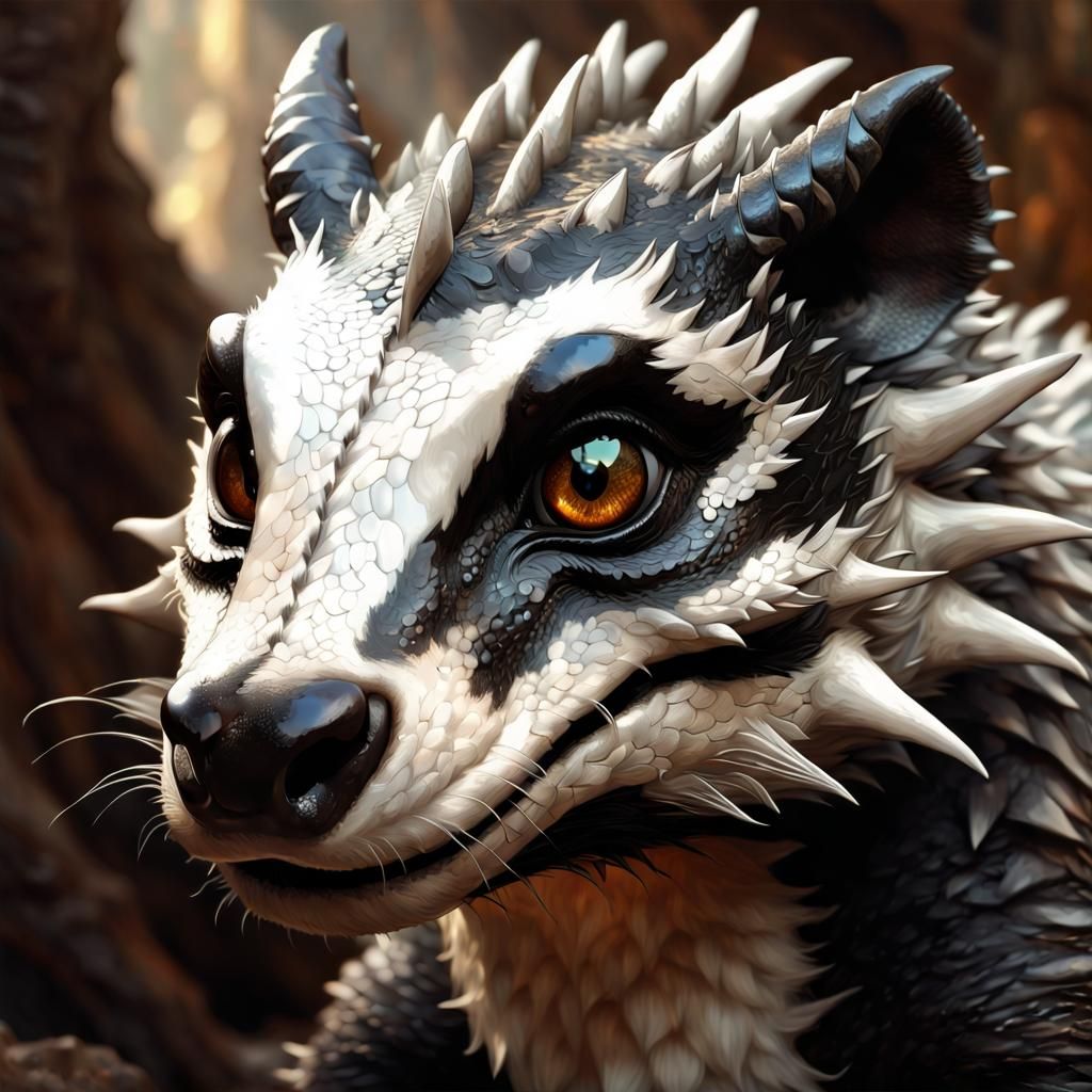 Adorable Dragon Badger Portrait in 3D