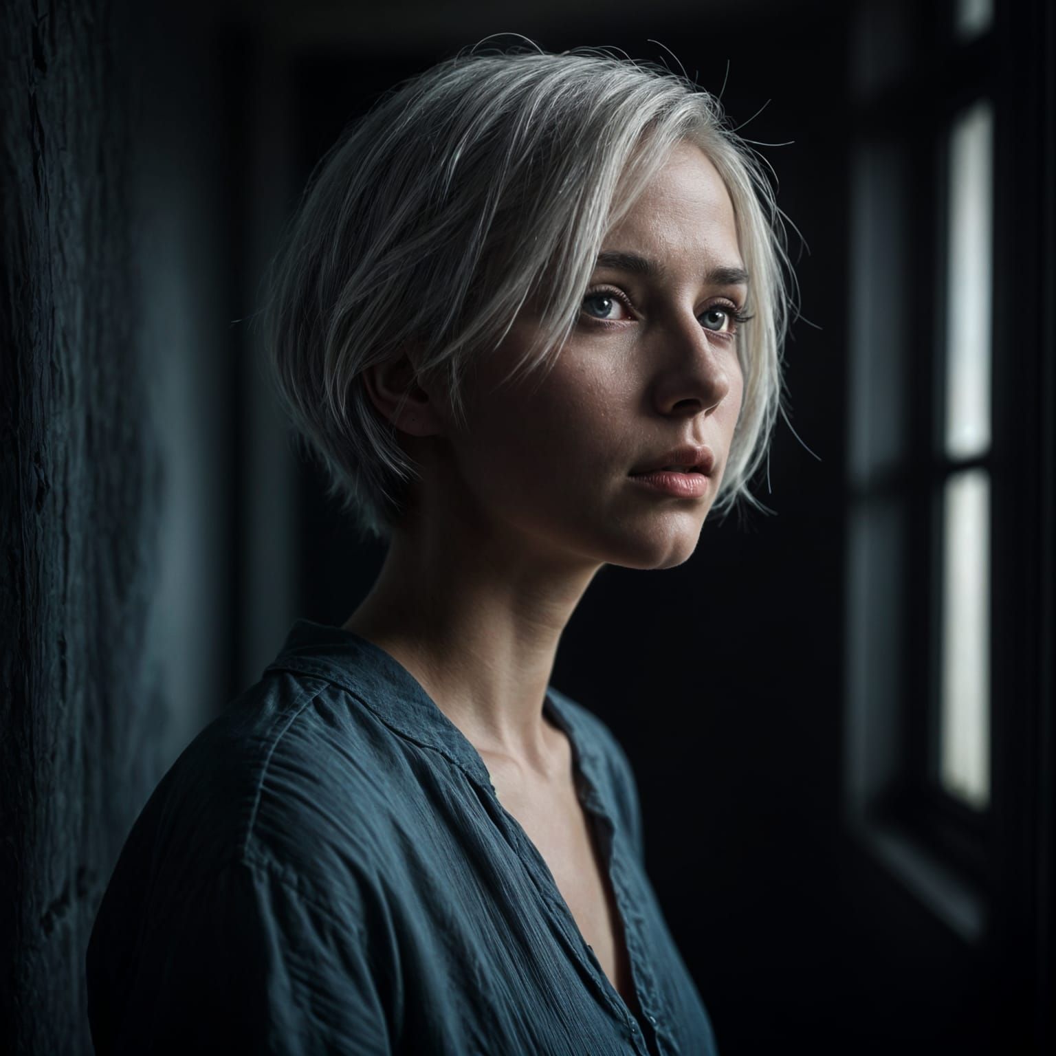 Surreal Portrait of a Young Woman in a Melancholic Atmospher...