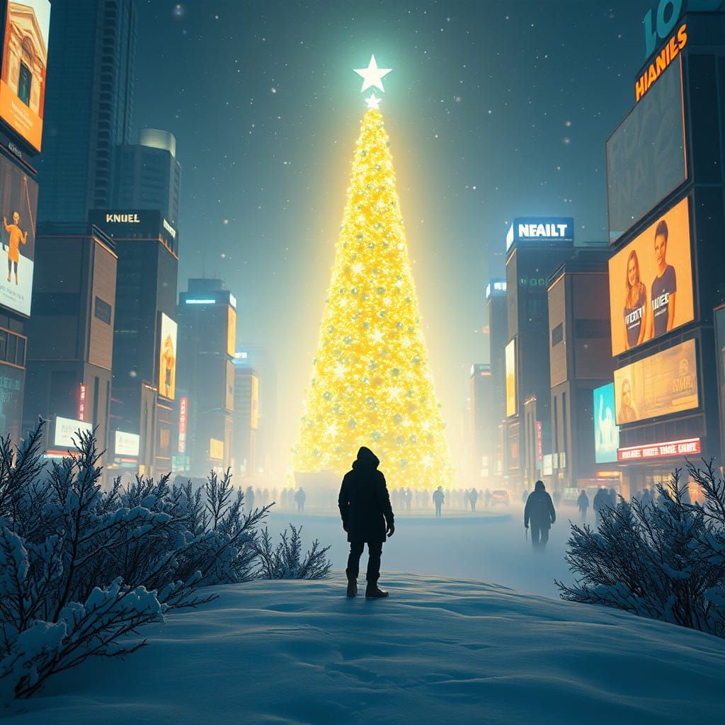 Ethereal Holiday Wonders in a Futuristic Landscape