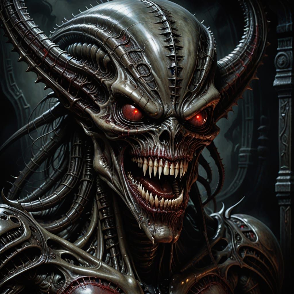 Alien with Multiple Rows of Teeth in Renaissance Style