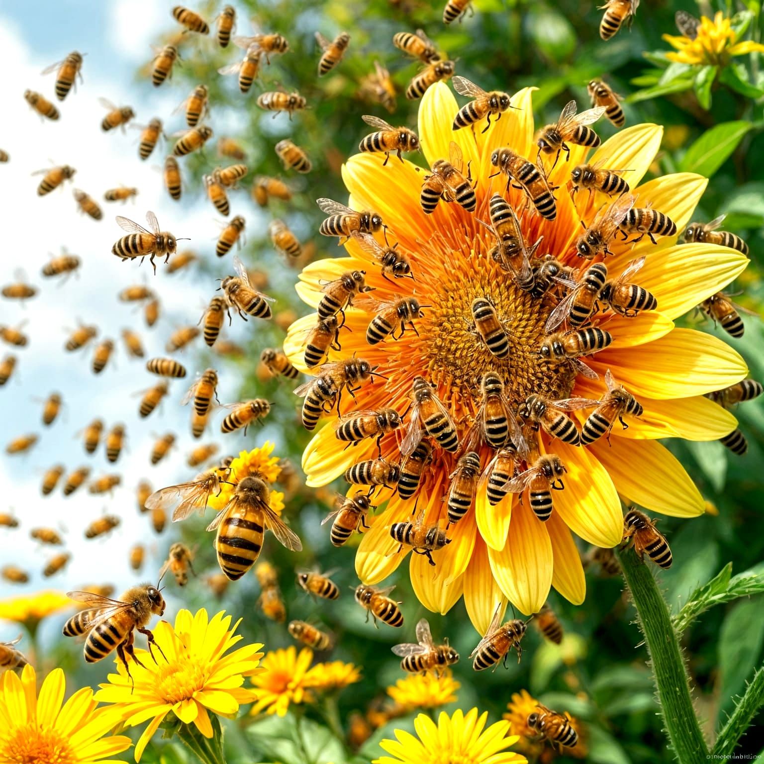 Bees in Awe of a Dreadful Flower