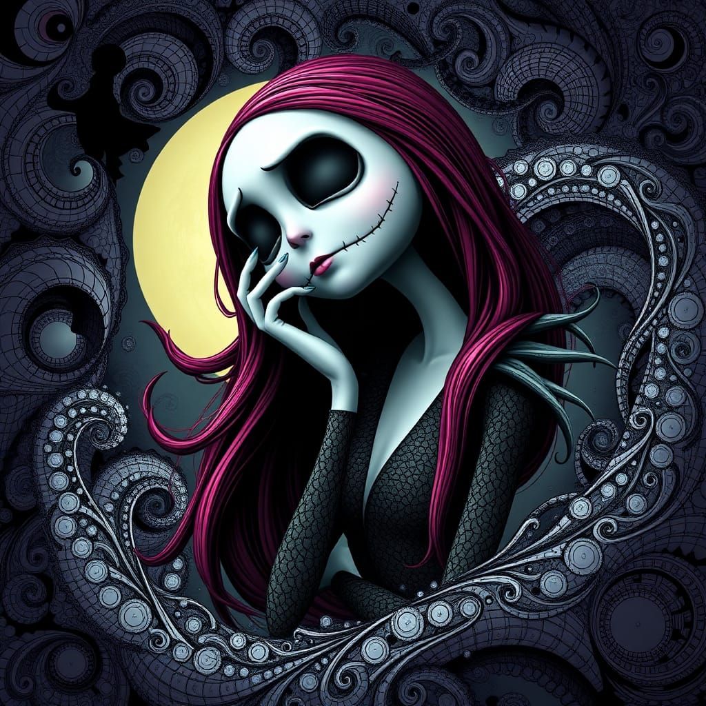 Sally in Dreamlike Fractals, Gothic Art Style