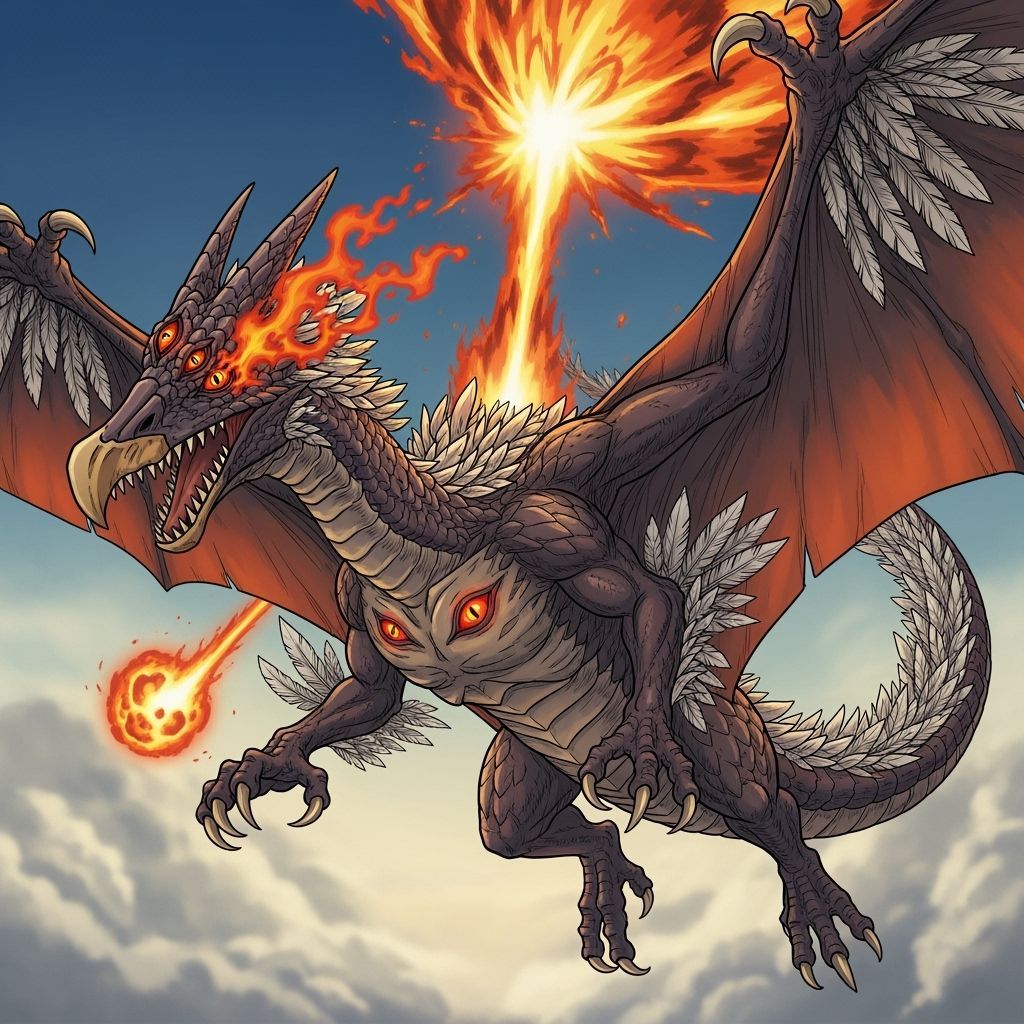 Gigantic Volcanic Terrafell Soaring in Anime Style