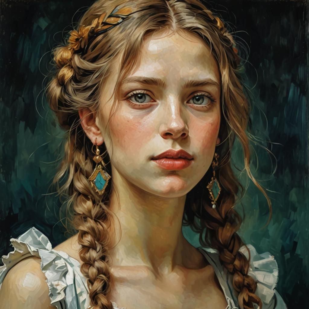 Adorable Girl in Cubist Cartoon Style