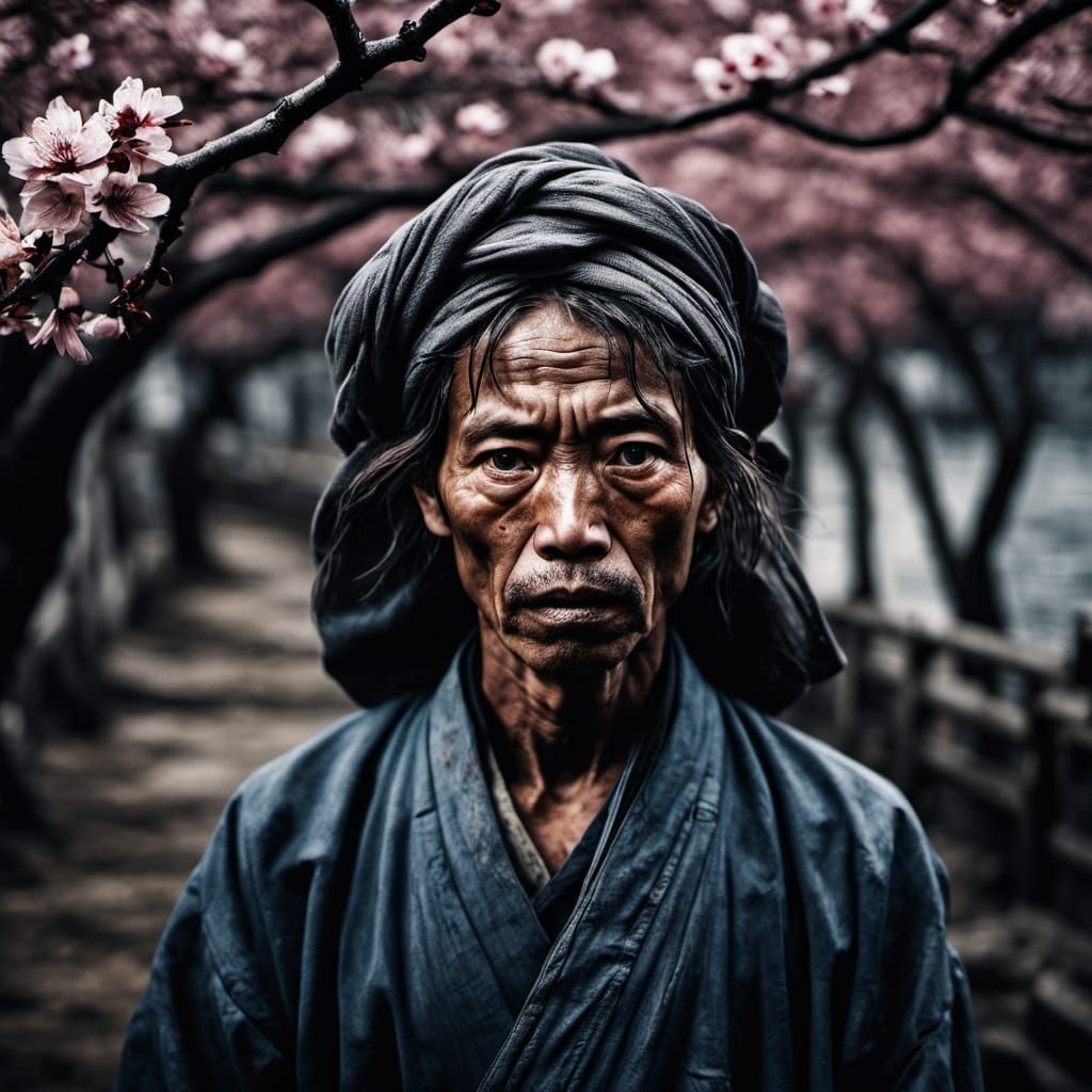 Surreal Sakura Landscape in Expressionist Oil Painting Style