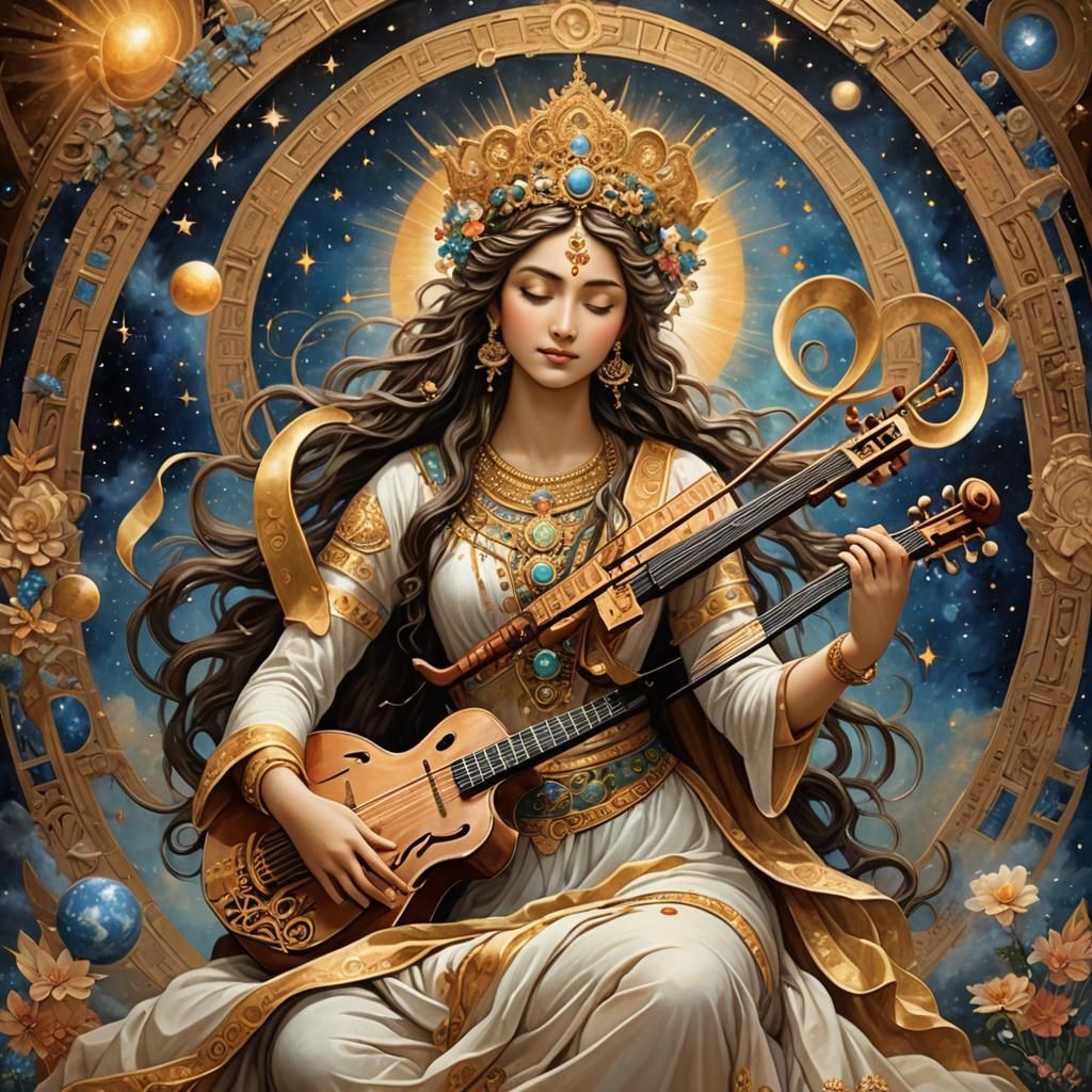 Goddess of Music and Harmony in a Celestial Realm