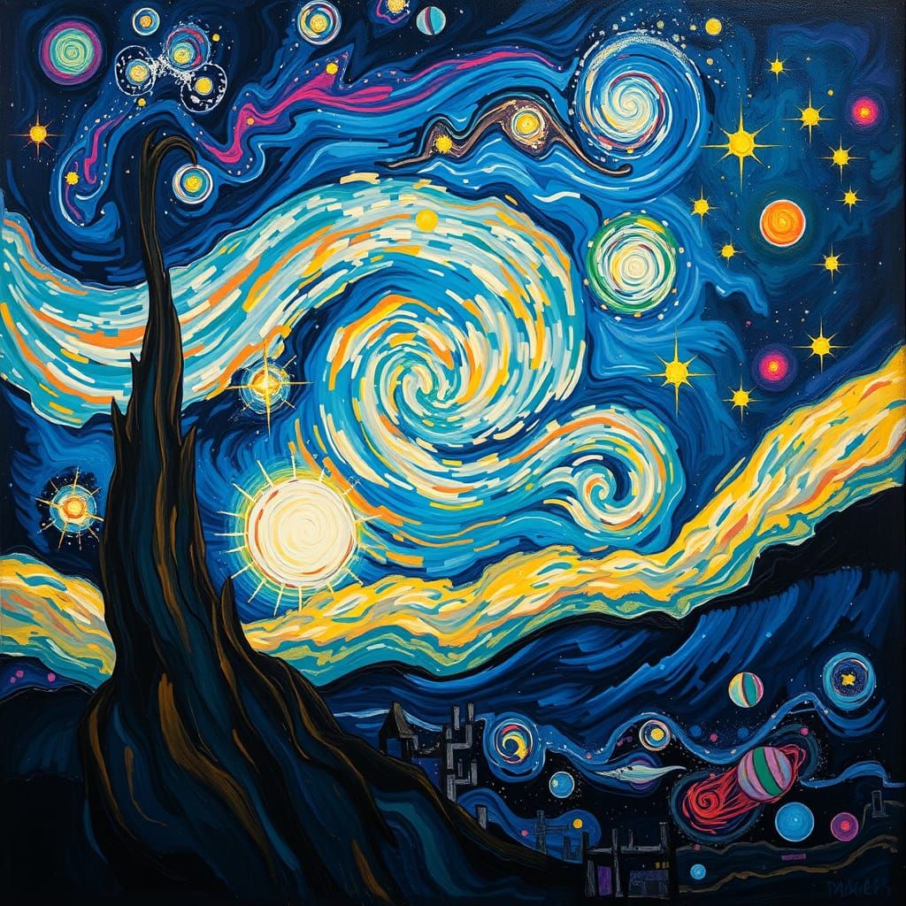 Cosmic Symphony: Nebulae in Impasto Style