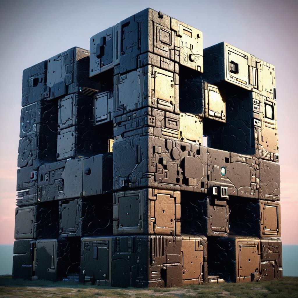 Borg Cube: Monolithic Brutalist Sci-Fi Architecture