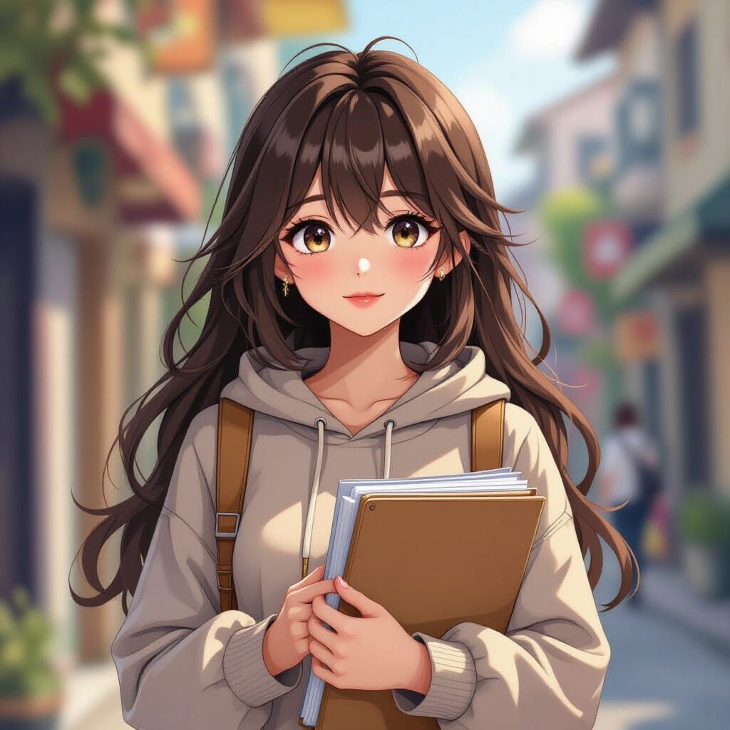 Anime Girl with Pastel Hair in 3D Style