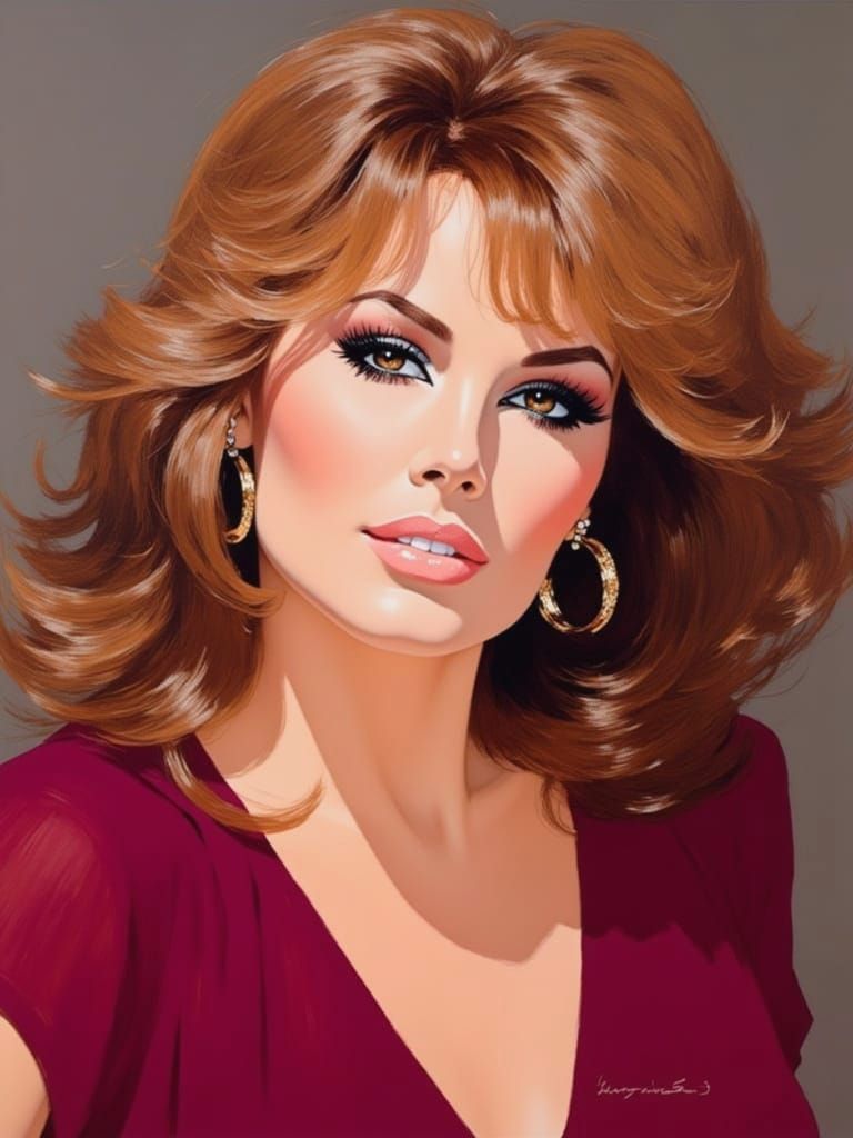 Raquel Welch 1966 Portrait in Retro Illustration Style