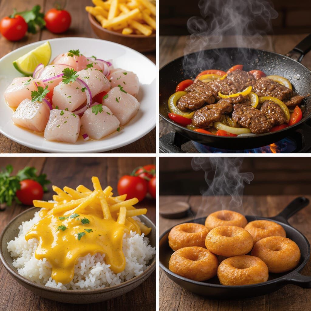 Vibrant Peruvian Dishes in Modern Realism Style