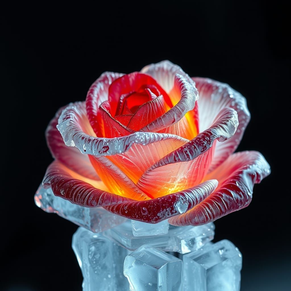 Elegant Rose Formed by Frozen Flower Petals
