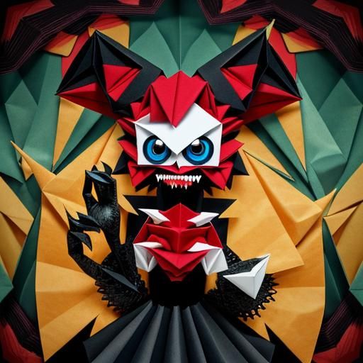 Creepy Origami Monster with Huge Teeth