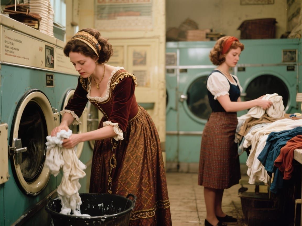 Renaissance girls need to do laundry too