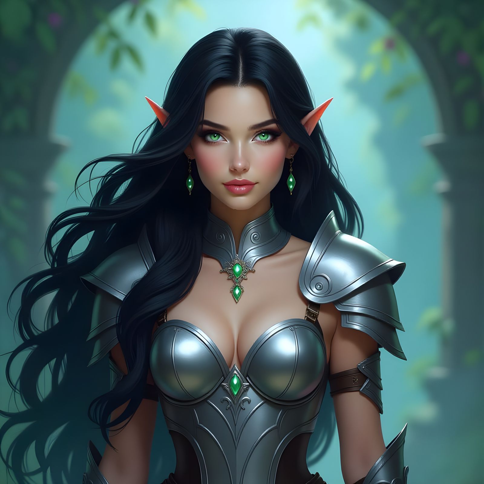 Beautiful Fantasy Woman in Silver Armor