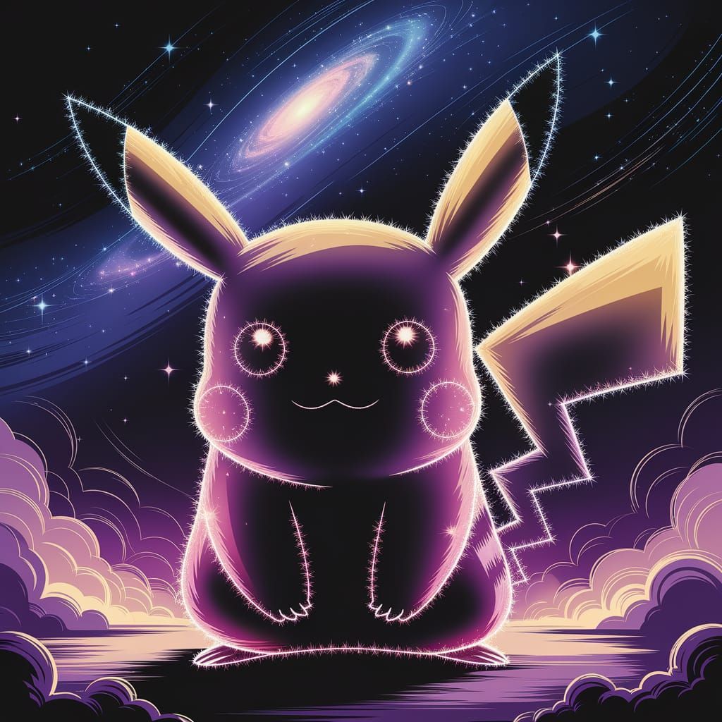 Whimsical Pikachu Constellation in Anime Style