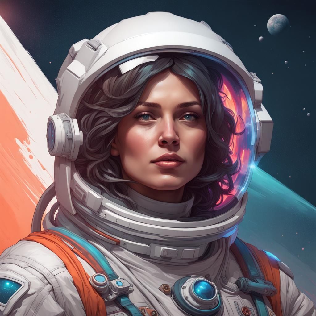 Detailed Portrait of a Woman Astronaut