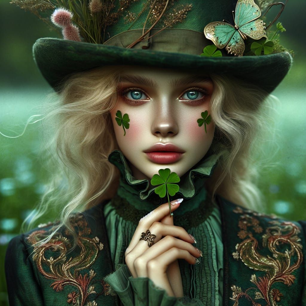 A mystical young woman with fair skin and piercing blue eyes...