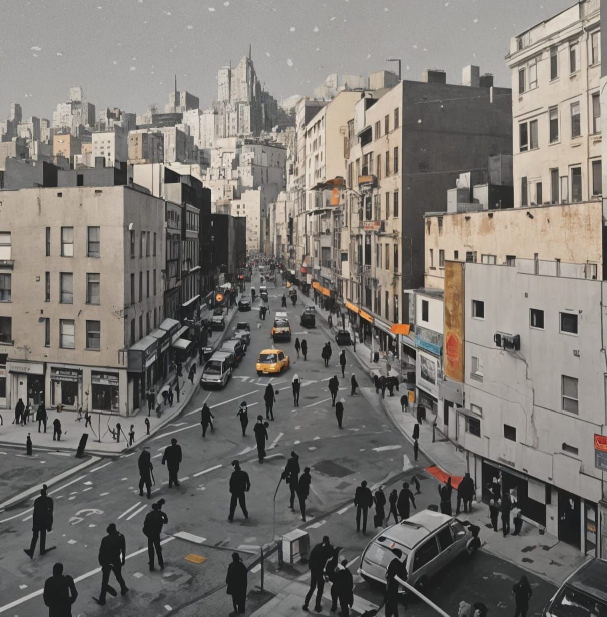 Strange Urban Sketch with Halftone Corruption