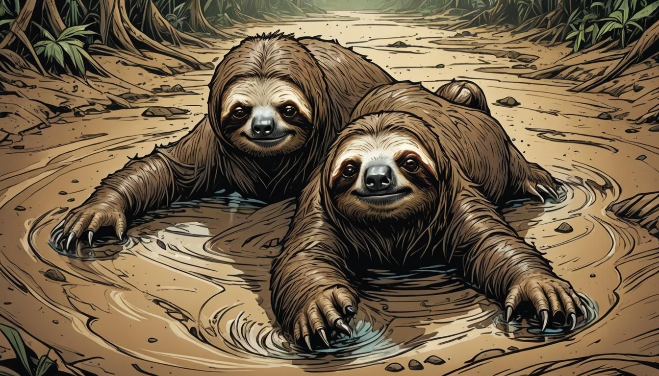 Sloth in Quicksand, Comic Book Art Style