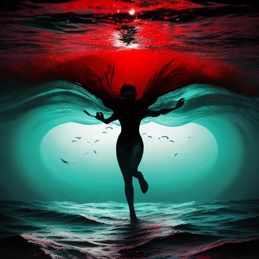 Person in a Blood Ocean: Macabre Surrealism