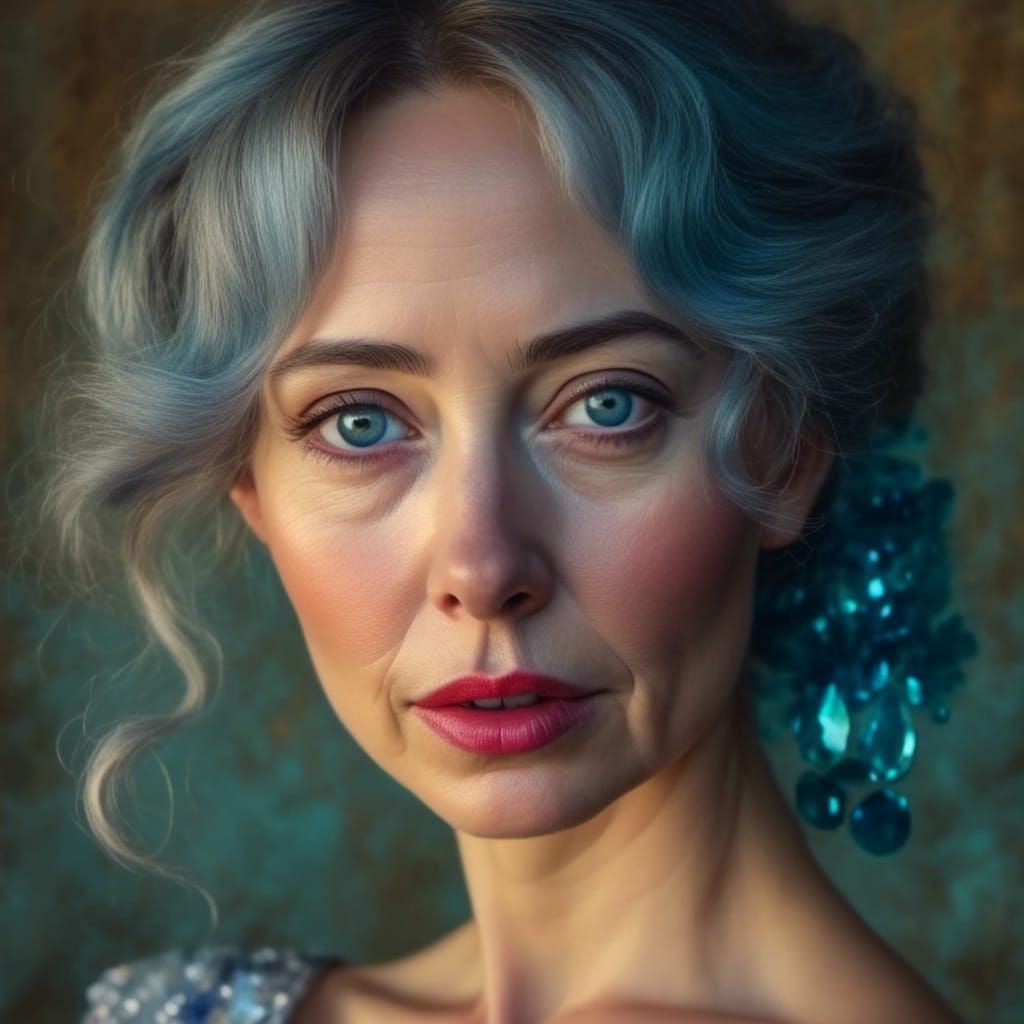 Electric Blue Portrait in Pop Surrealism Style