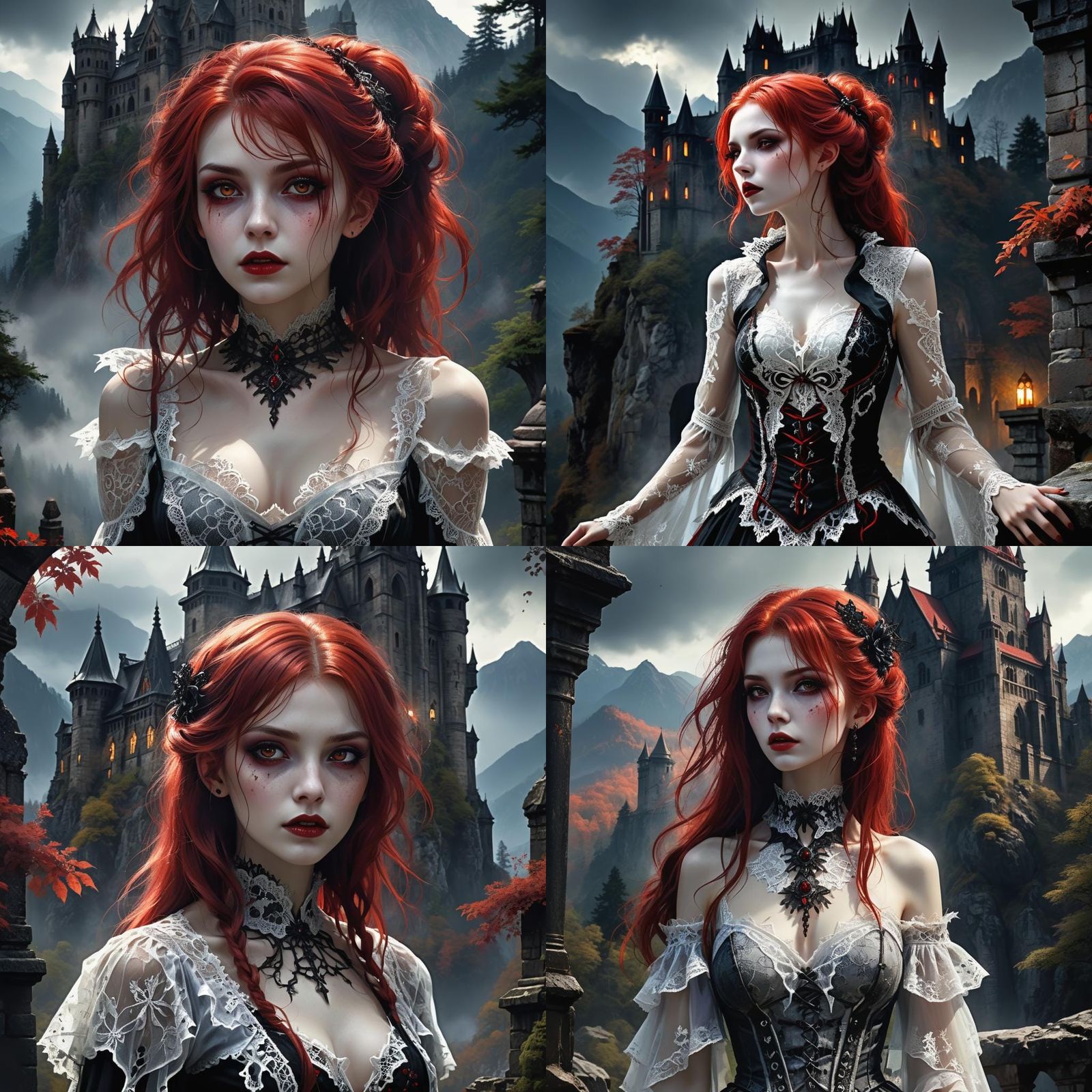 Gothic Vampire in Lace, Dark Splash Art Style