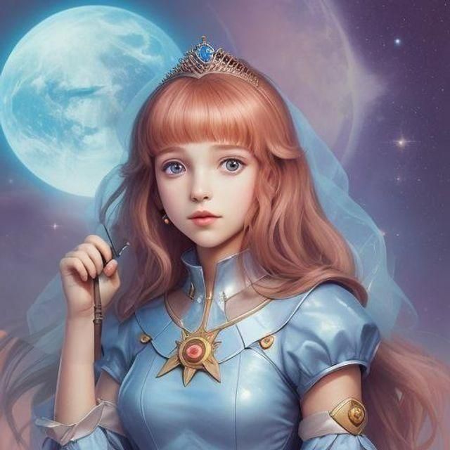 Futuristic Princess Holding Magic Wand