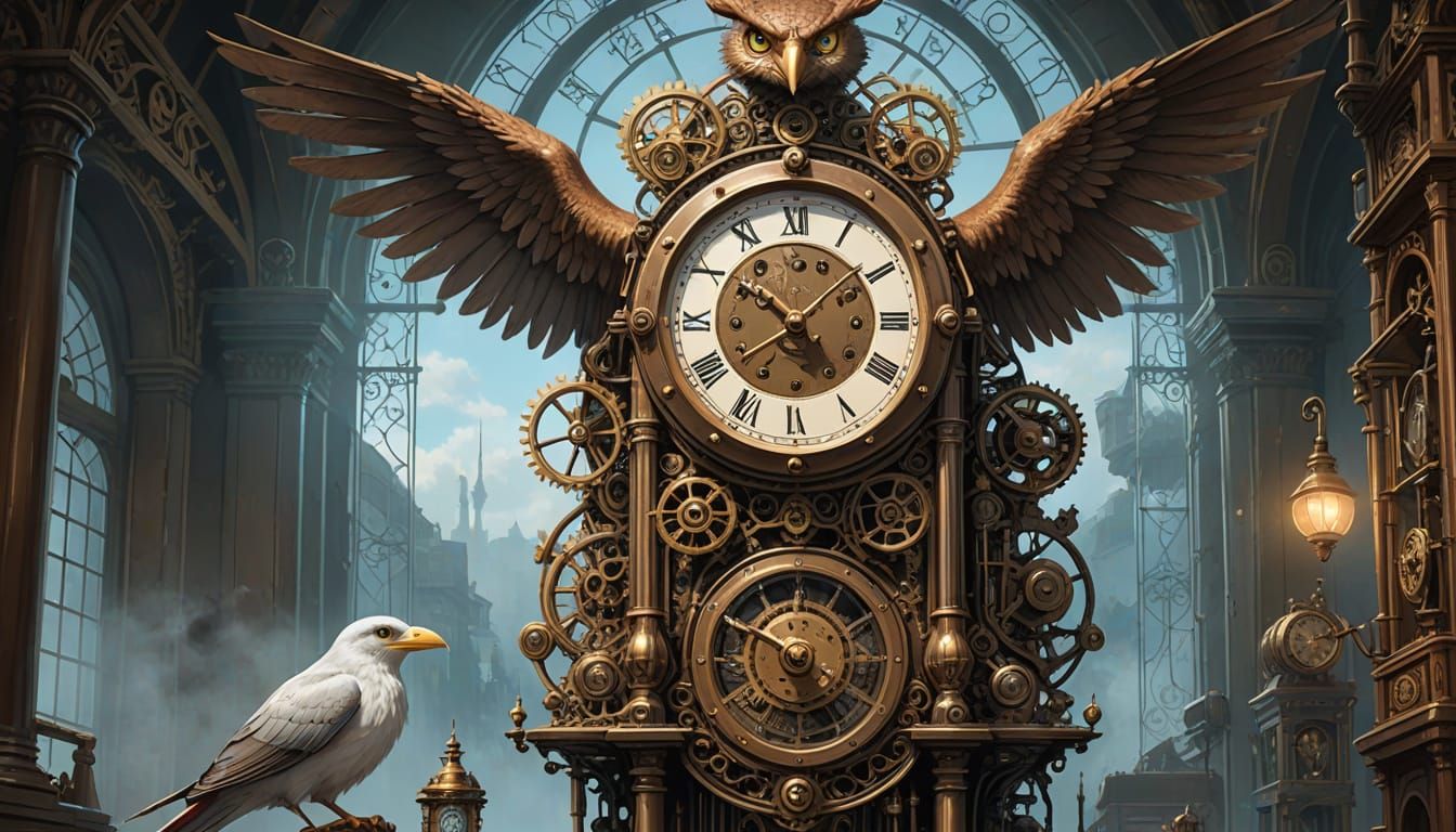 Steampunk Grandfather Clock with Animated Face
