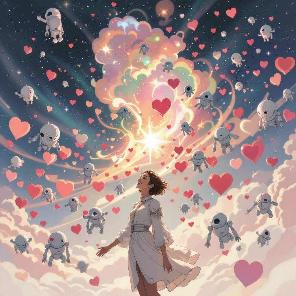 Celestial Being Watches Hearts Transform into Star