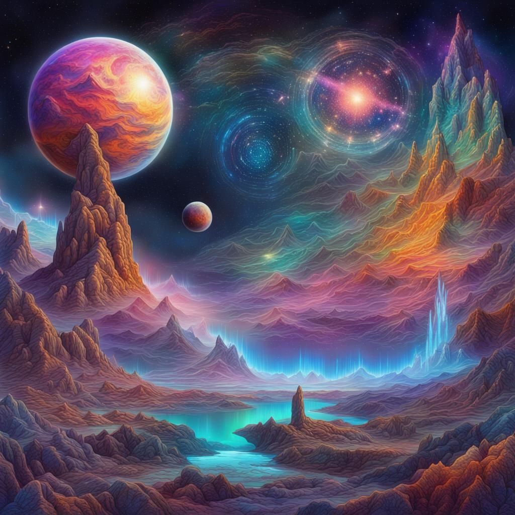 Astral Cosmic Landscape Illustration by Pablo Amaringo