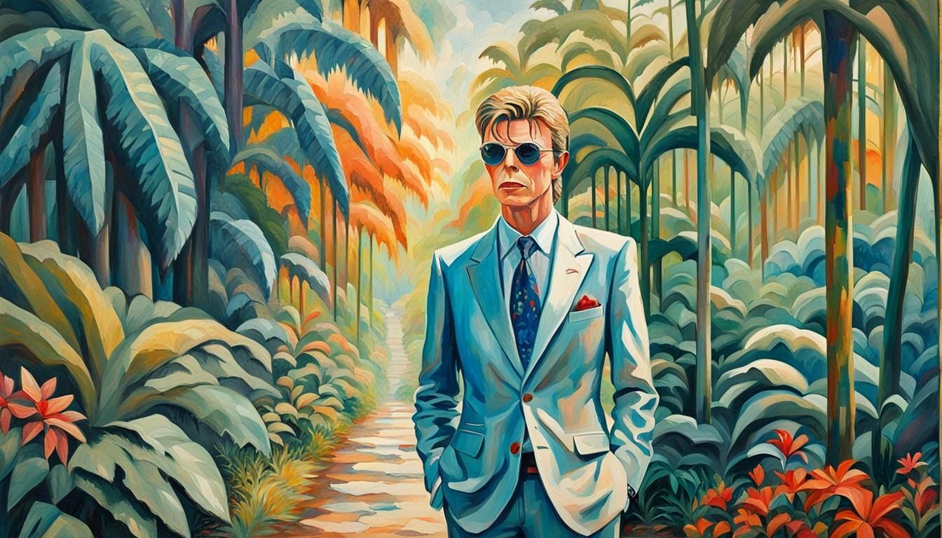 David Bowie Portrait in Watercolor Pop-Art Style