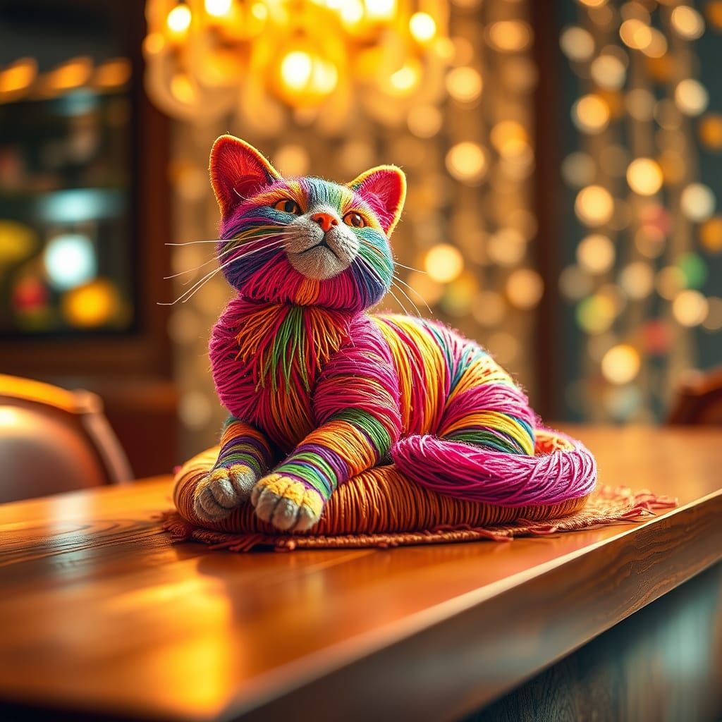 Colourful string cat