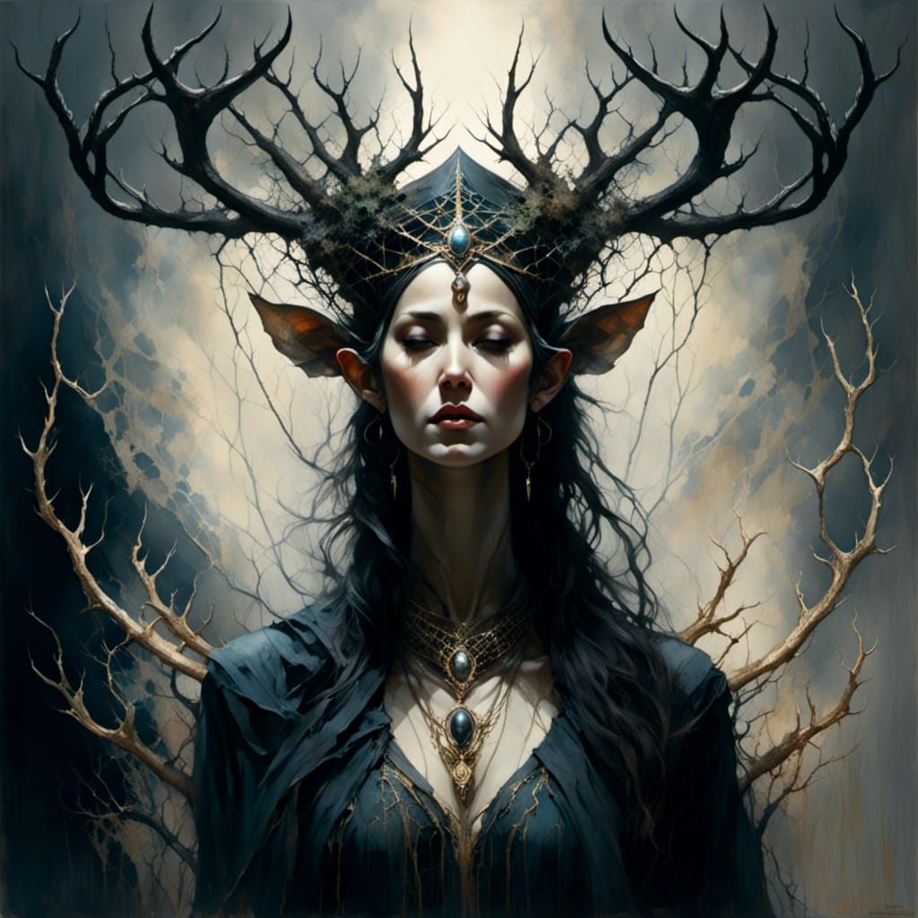 Druid Sorceress with Antlers
