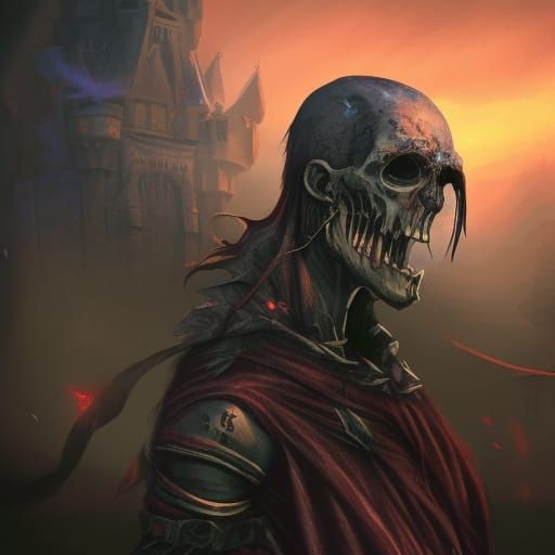 Undead Castle Wanderer in Hyperrealistic Style