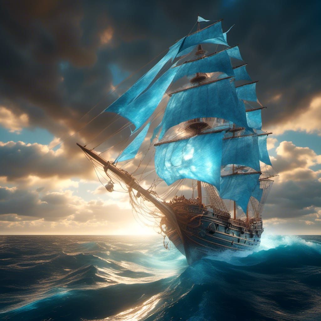 Enchanted Sailing Ship with Hyperreal Detail