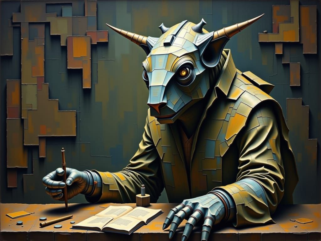 Unusual Creature Working in a Factory