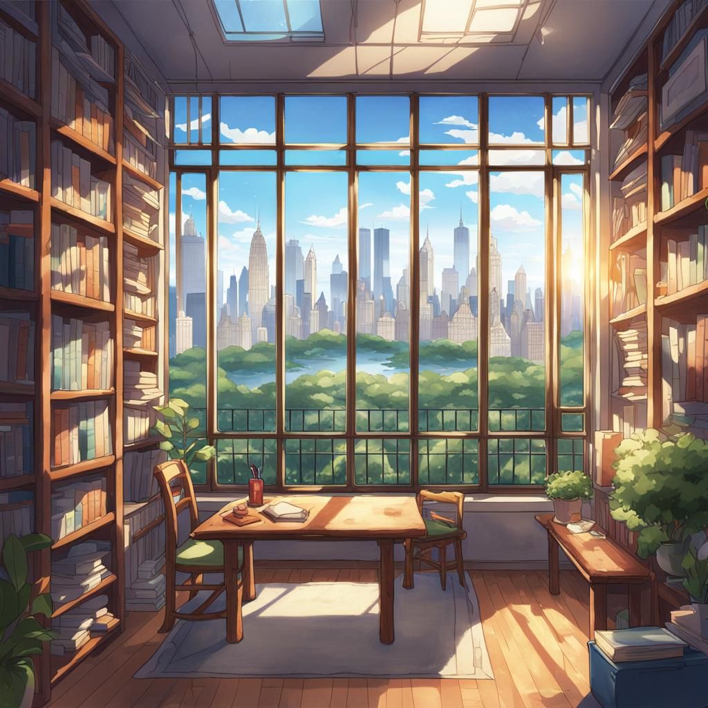 Manhattan Loft Video Call Background in Anime Style