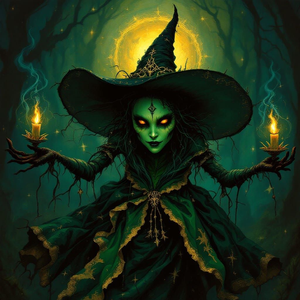 Emerald Witch of Oz in Haunting Candlelight