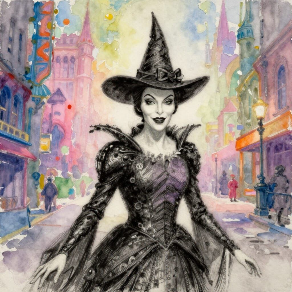 Wicked Witch of the West in Watercolour Sketch Style