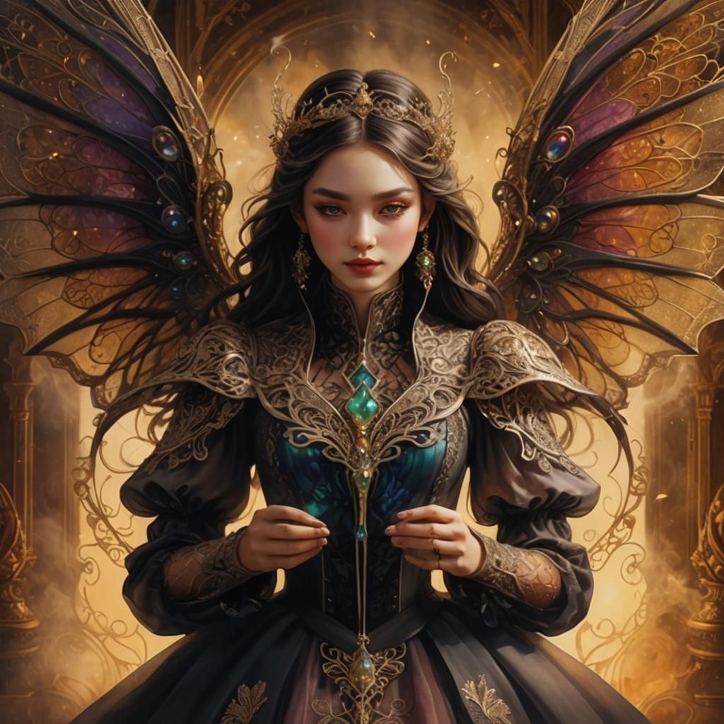 Winged Girl in Smoky Air: A Whimsical Illustration