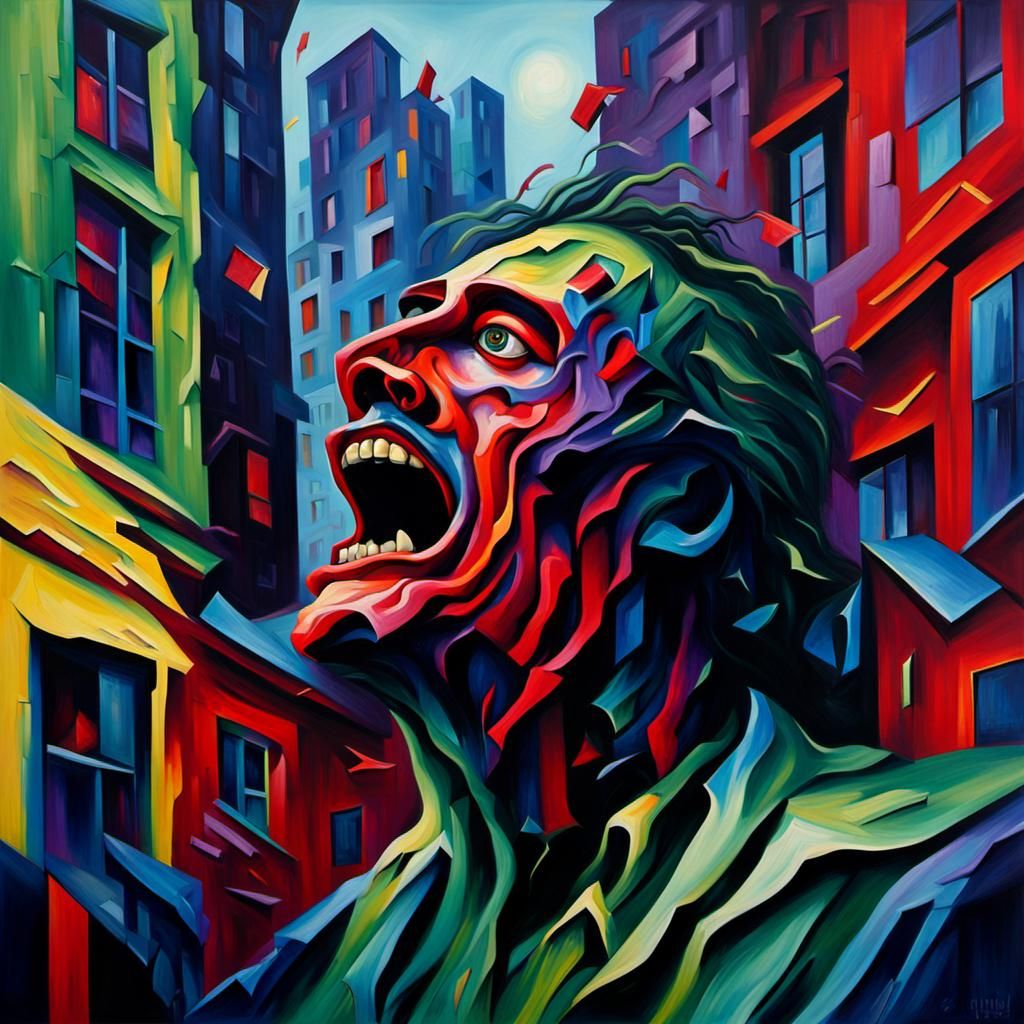 Surreal Expressionist Painting of a Distorted Figure