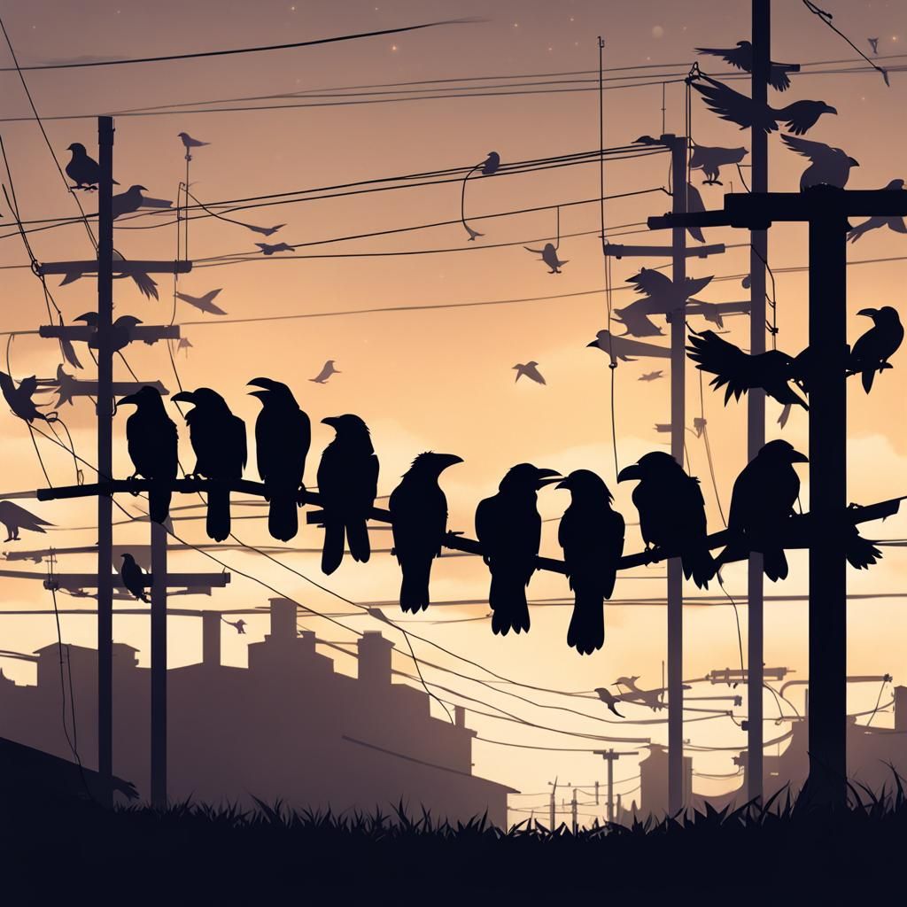 Raven Shadow Puppet Silhouette on a Wire