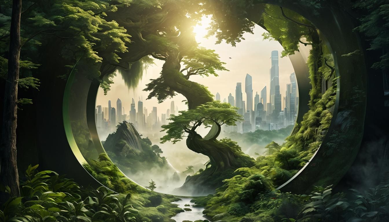 Surreal Fusion of Nature and Technology in Harmonious Balanc...