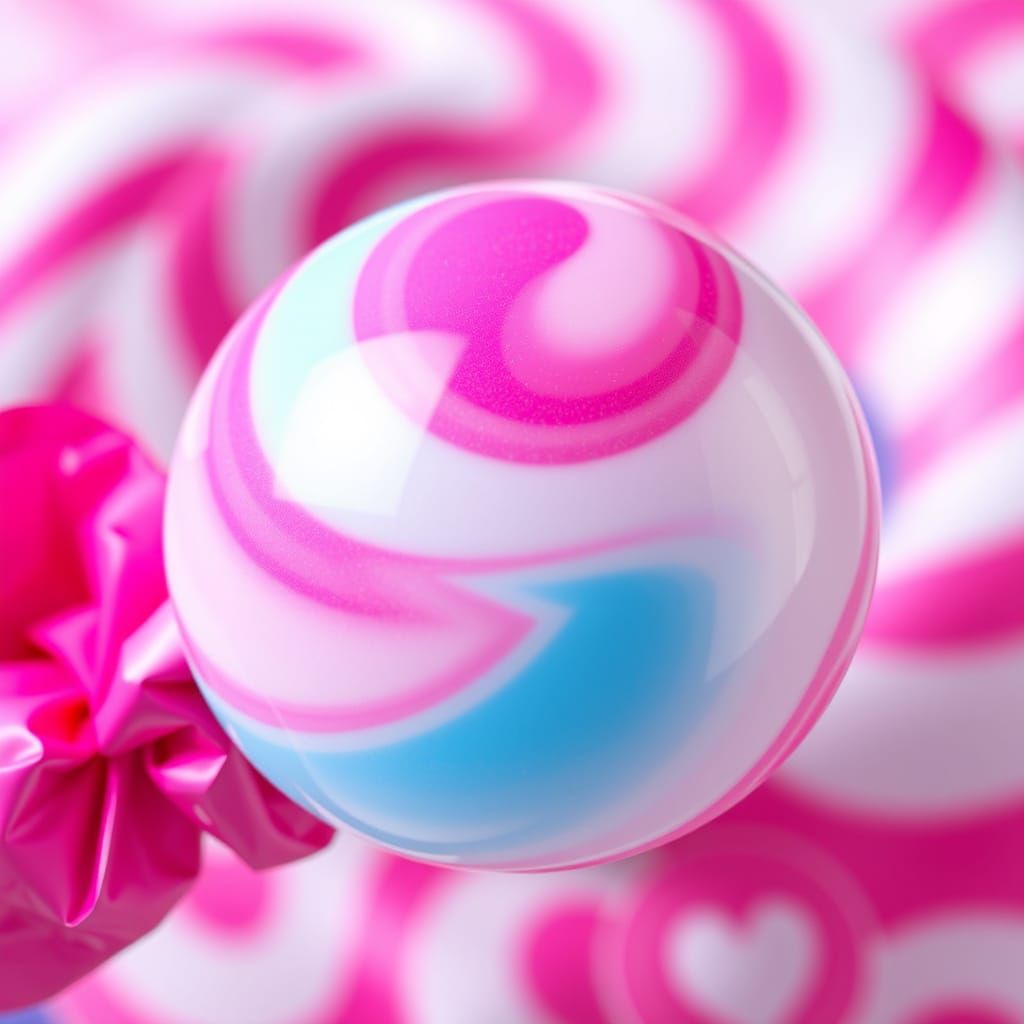 Vibrant Bubblegum Candy in a Whimsical Candy Art Style