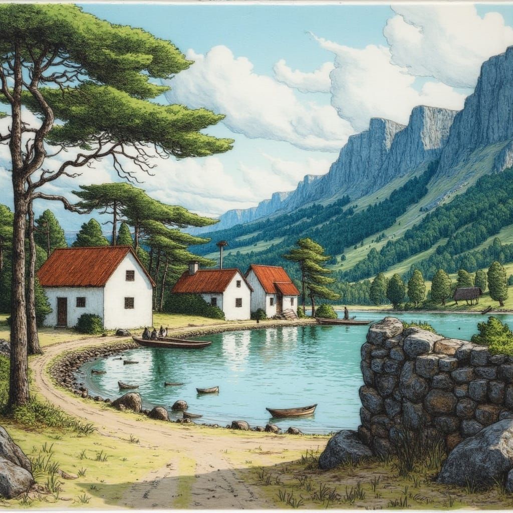 Idyllic Vacation Village in Erik Olsson Style