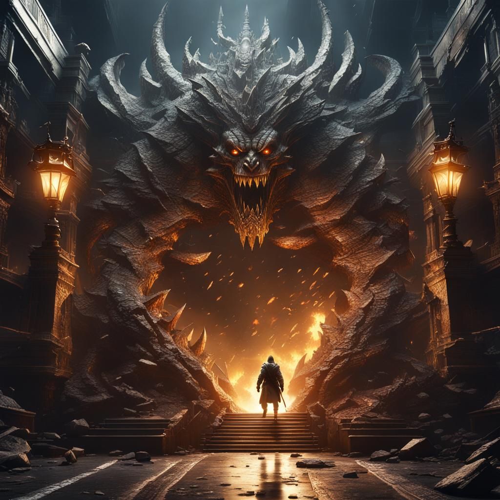 Epic Main Character Entrance in Hyperrealistic Concept Art