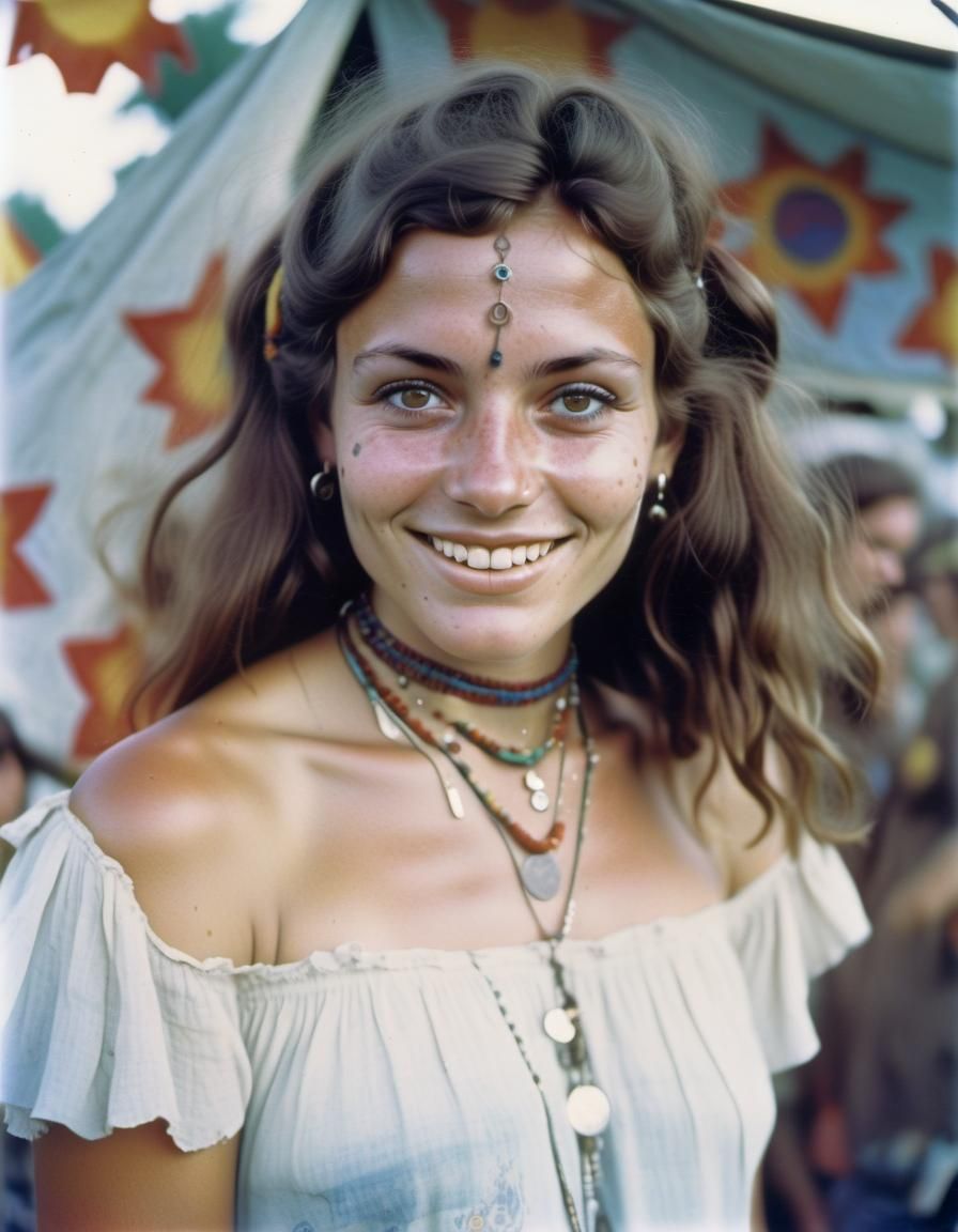 Hippy Woman at Woodstock Festival, 1969