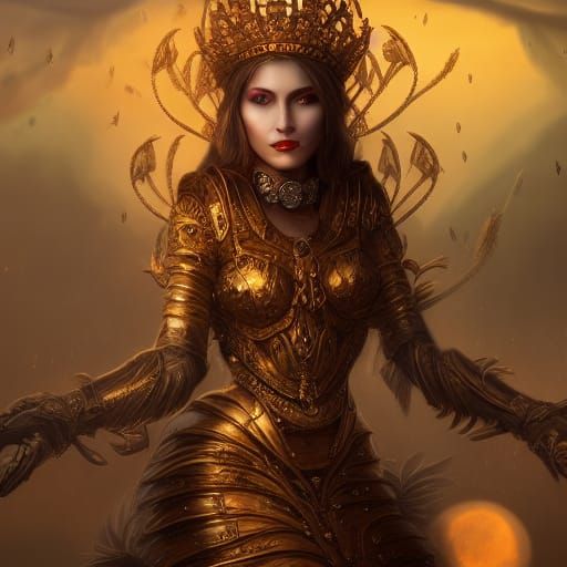 Queen Bee Woman in Detailed Matte Painting